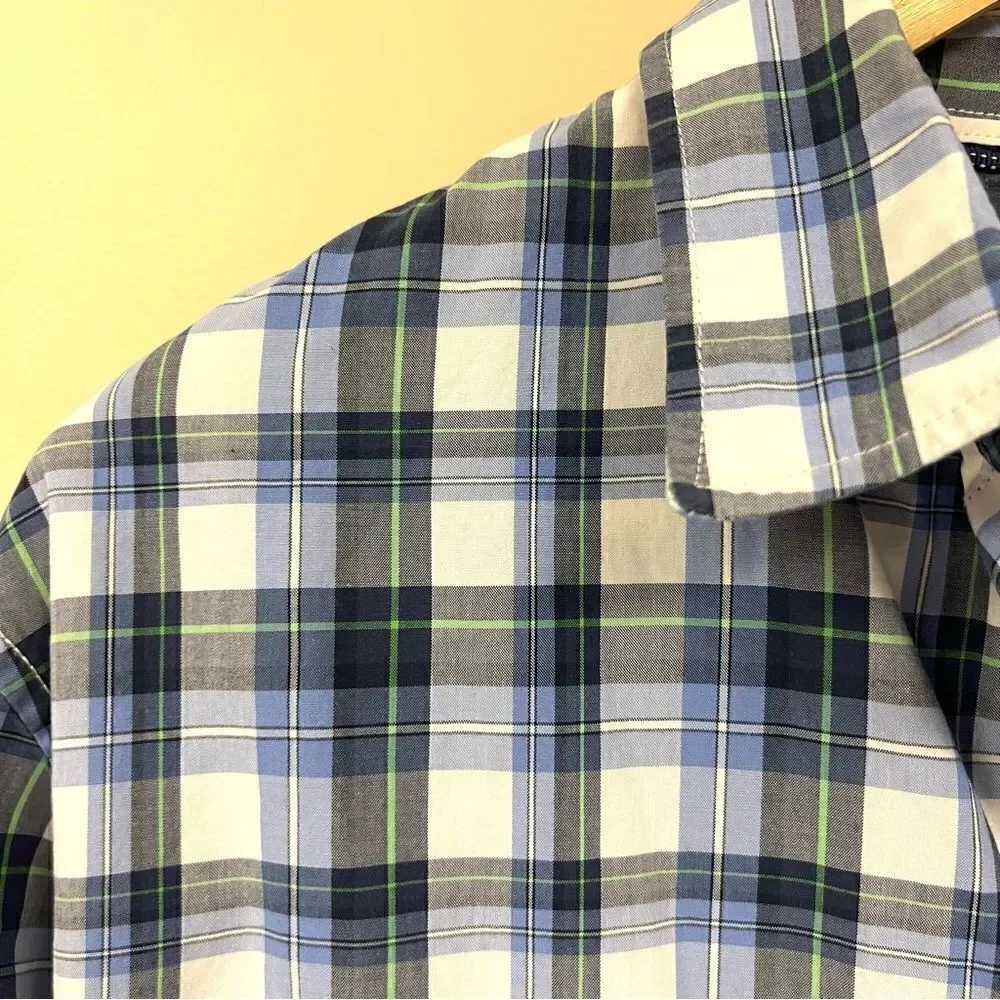Banana Republic blue plaid button down size L